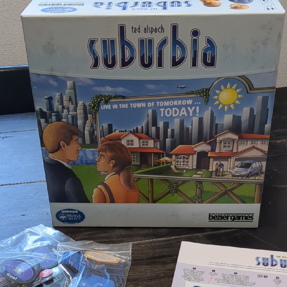 Suburbia Board Game - Blue and White